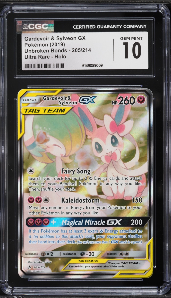 2019 Pokemon Sun & Moon Unbroken Bonds Alt Art Gardevoir & Sylveon GX #205 CGC 10 GEM MINT
