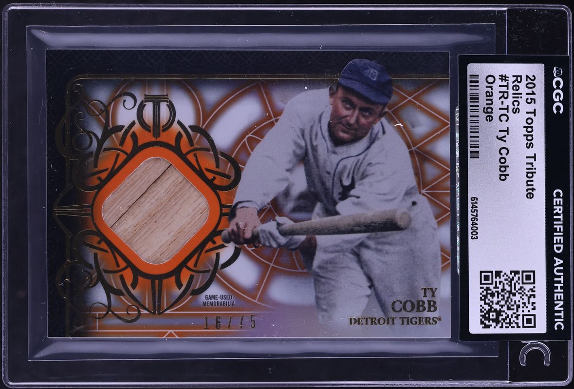 2015 Topps Tribute Orange Ty Cobb RELIC /75 #TR-TC CGC AUTH