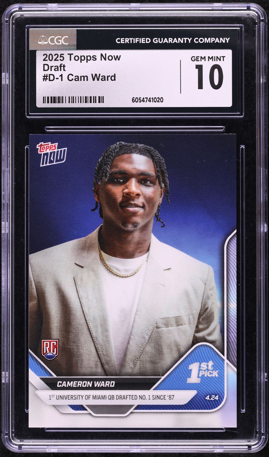 2025 Topps Now Draft Cameron Ward ROOKIE #D-1 CGC 10 GEM MINT