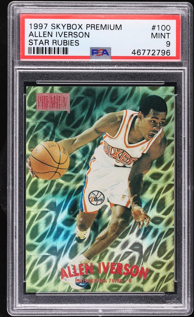 1997 Skybox Premium Star Rubies Allen Iverson /50 #100 PSA 9 MINT