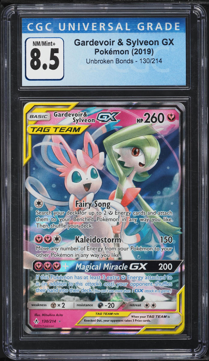 2019 Pokemon SM Unbroken Bonds Gardevoir & Sylveon GX #130 CGC 8.5 NM-MT+ - Main Image