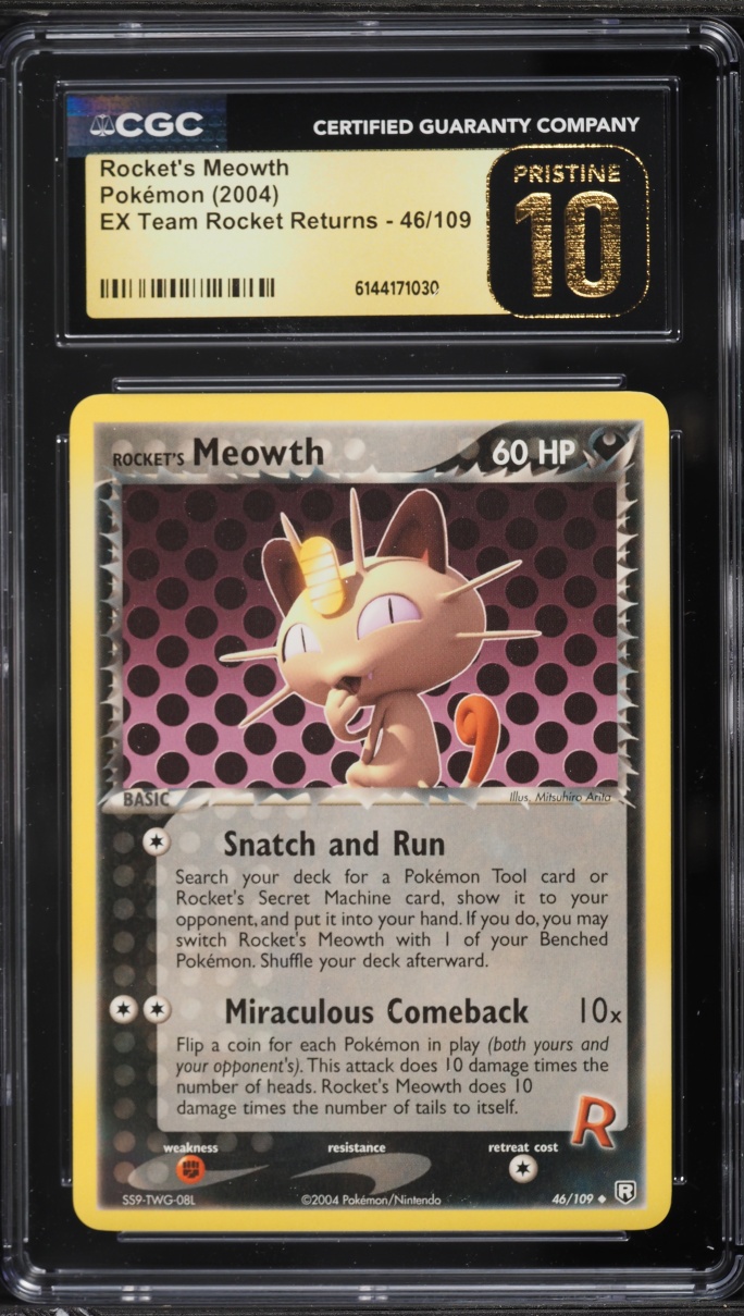 2004 Pokemon EX Team Rocket Returns Rocket's Meowth #46 CGC 10 PRISTINE