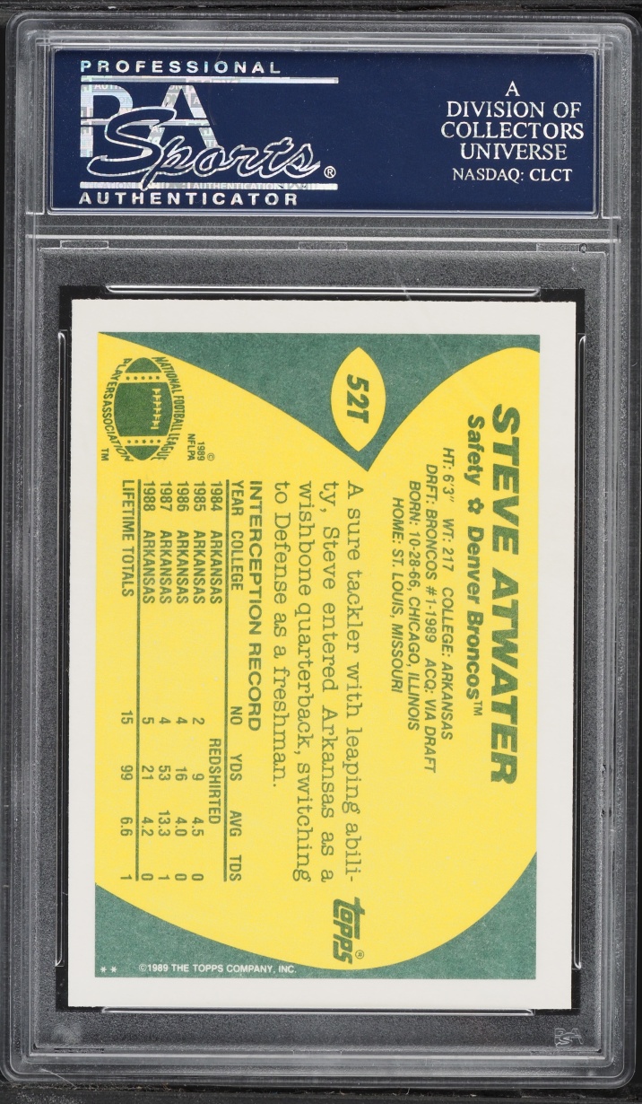 1989 Topps Traded Steve Atwater ROOKIE #52T PSA 10 GEM MINT