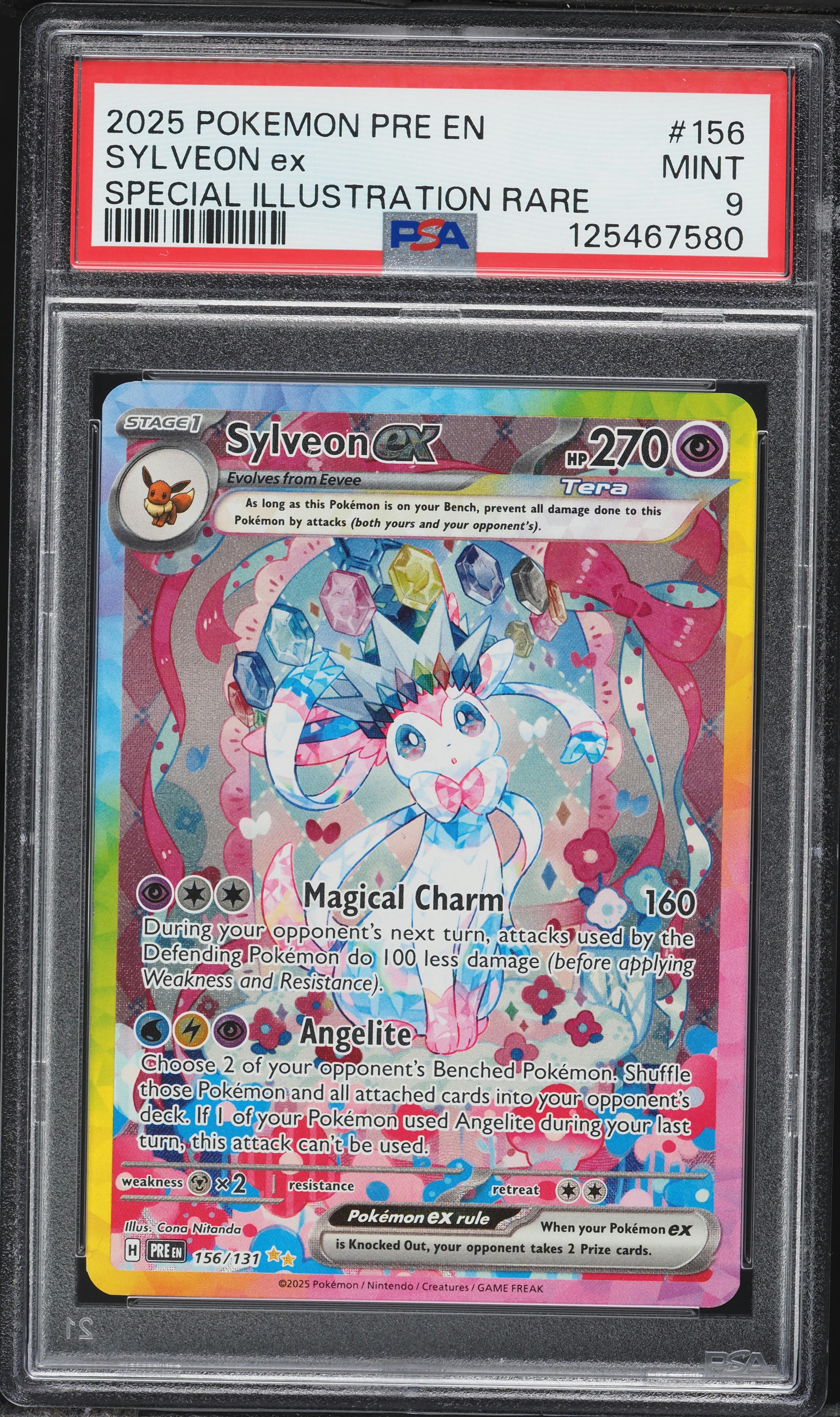 2025 Pokemon Scarlet & Violet Prismatic Evolutions SIR Sylveon EX #156 PSA 9 MINT
