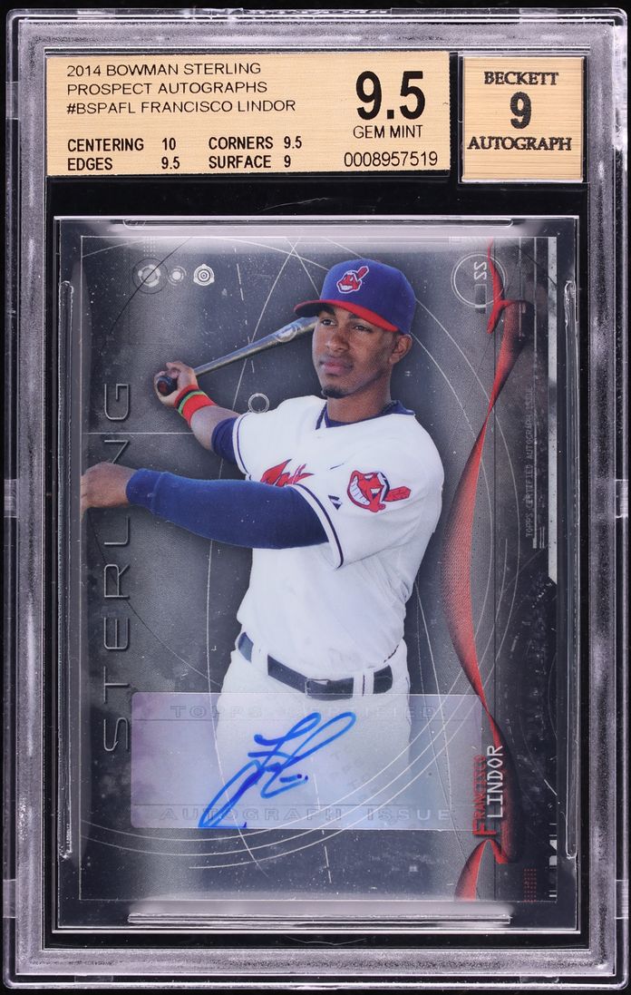 2014 Bowman Sterling Francisco Lindor PROSPECT AUTO #BSPA-FL BGS 9.5 GEM MINT
