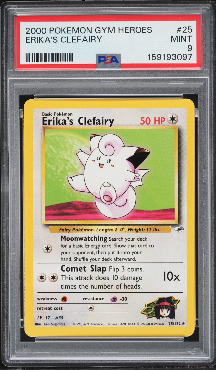 2000 Pokemon Gym Heroes Erika's Clefairy #25 PSA 9 MINT