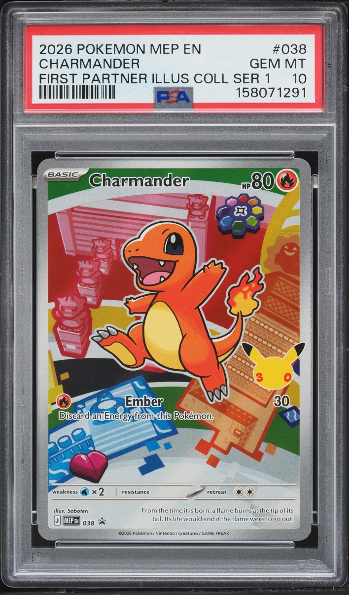 2026 Pokemon Mega Evolution Promo First Partner Illustration Full Art Charmander #38 PSA 10 GEM