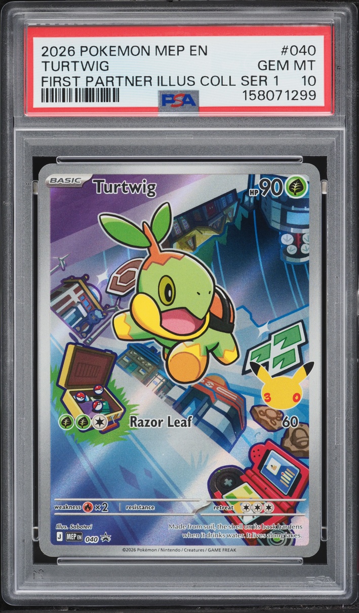 2026 Pokemon Mega Evolution Promo First Partner Illustration Full Art Turtwig #40 PSA 10 GEM