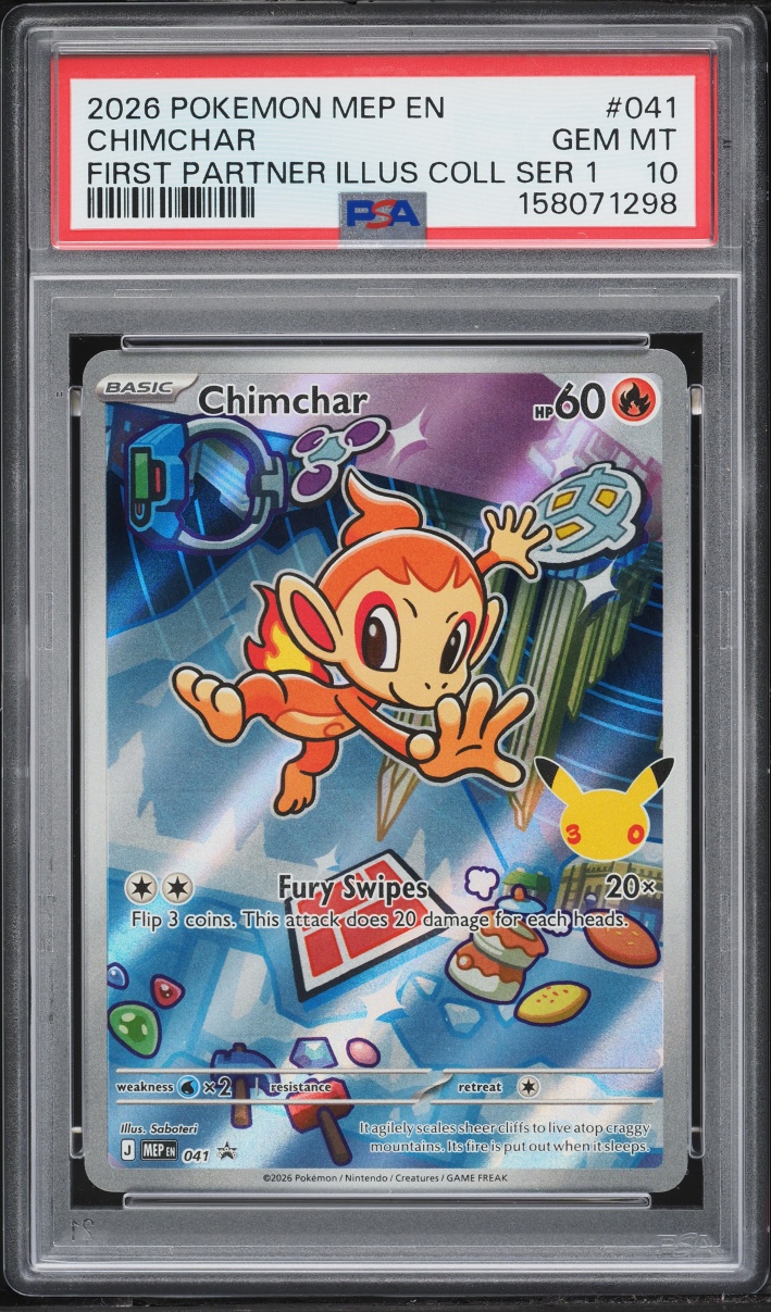 2026 Pokemon Mega Evolution Promo First Partner Illustration Full Art Chimchar #41 PSA 10 GEM