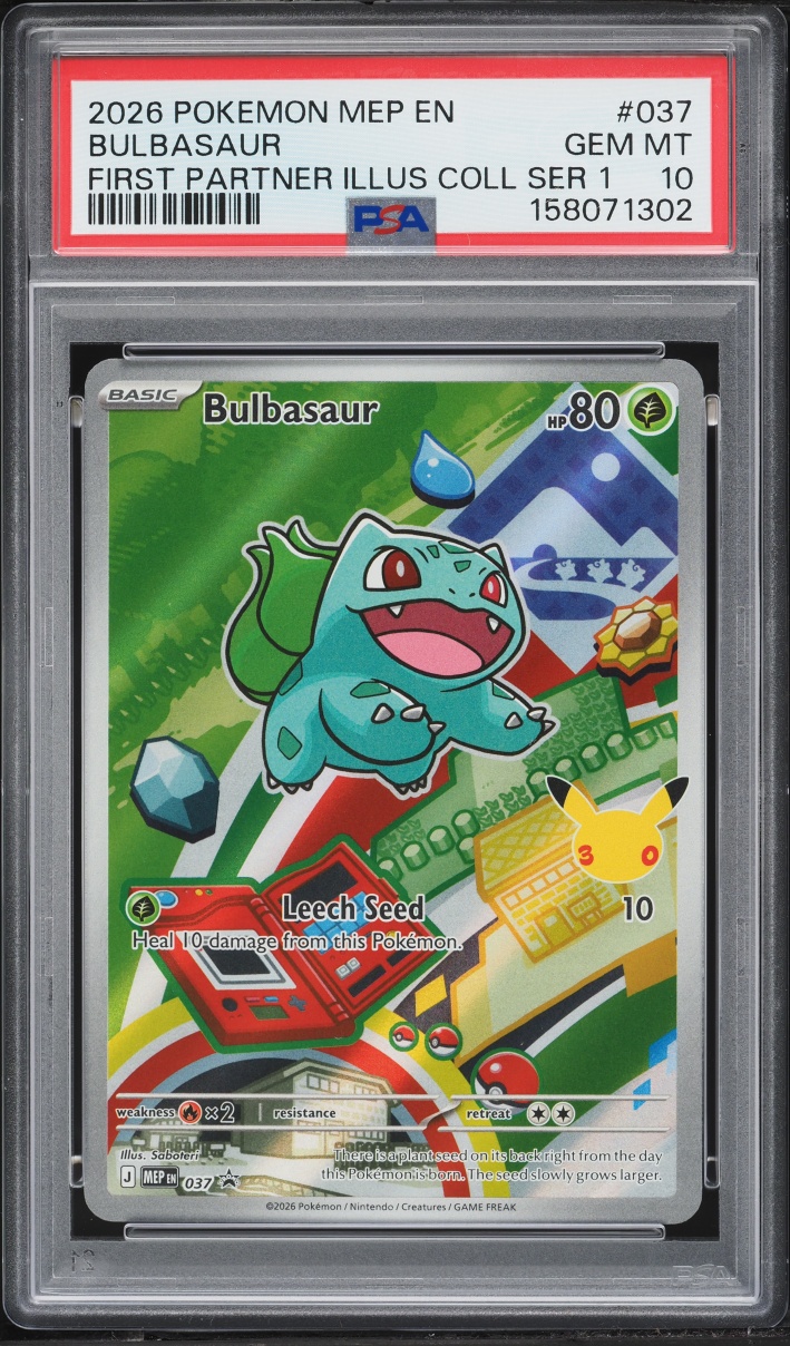 2026 Pokemon Mega Evolution Promo First Partner Illustration Full Art Bulbasaur #37 PSA 10 GEM