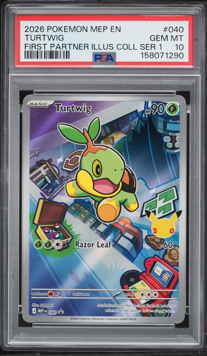 2026 Pokemon Mega Evolution Promo First Partner Illustration Full Art Turtwig #40 PSA 10 GEM
