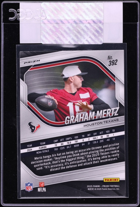 2025 Panini Prizm White Disco Graham Mertz ROOKIE #392 CGC AUTH