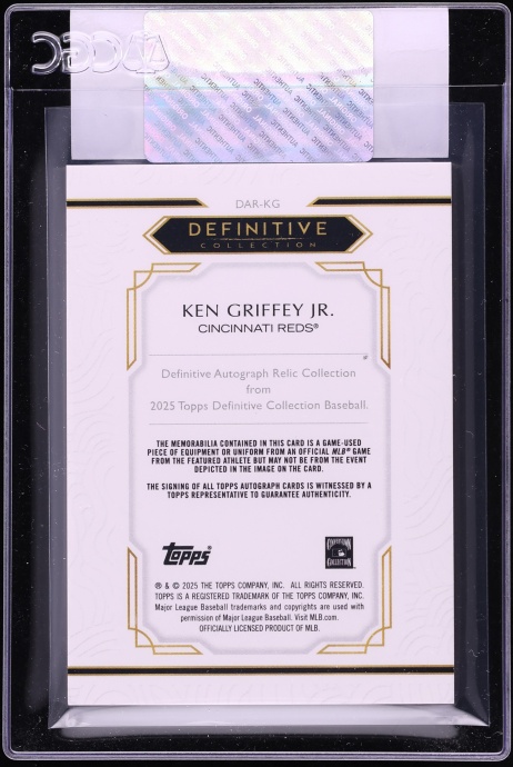 2025 Topps Definitive Collection Ken Griffey Jr. PATCH AUTO /50 #DAR-KG CGC AUTH