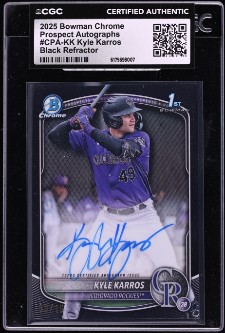 2025 Bowman Chrome Black Refractor Kyle Karros PROSPECT AUTO /10 #CPA-KK CGC AUTH