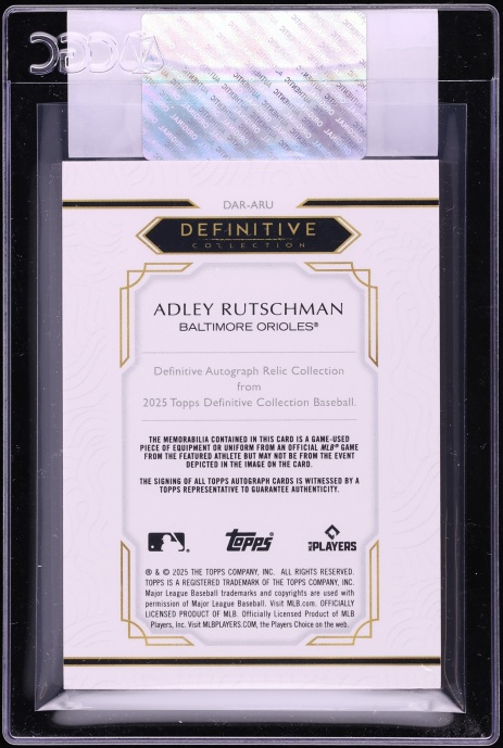 2025 Topps Definitive Collection Red Adley Rutschman PATCH AUTO 1/5 #DAR-ARU CGC AUTH