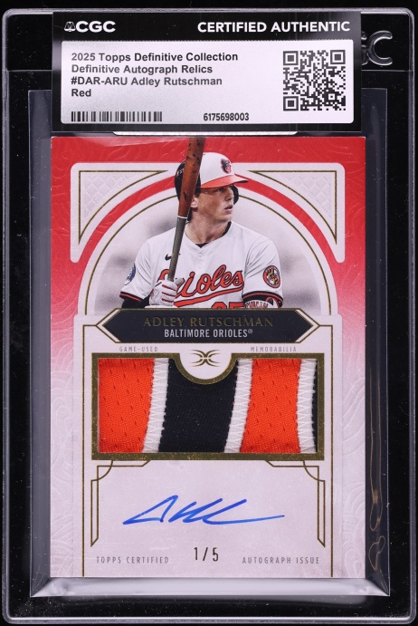 2025 Topps Definitive Collection Red Adley Rutschman PATCH AUTO 1/5 #DAR-ARU CGC AUTH
