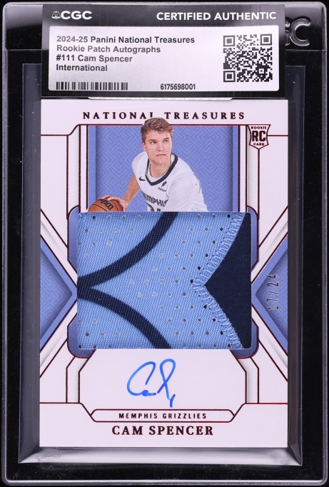 2024 National Treasures International Cam Spencer ROOKIE PATCH AUTO /24 #111 CGC AUTH