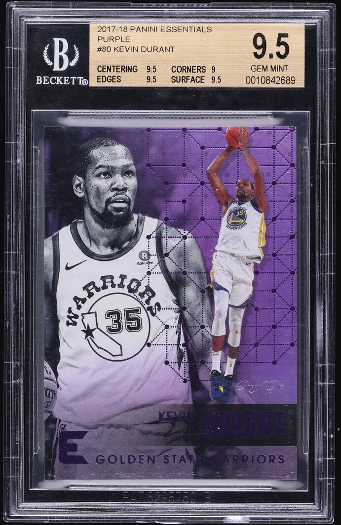 2017 Panini Essentials Purple Kevin Durant 1/1 #80 BGS 9.5 GEM MINT - Photo 1