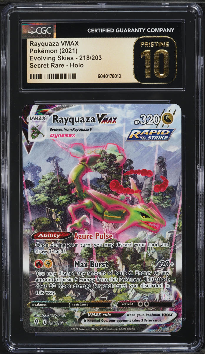 2021 Pokemon Sword & Shield Evolving Skies Rayquaza VMAX #218 CGC 10 PRISTINE