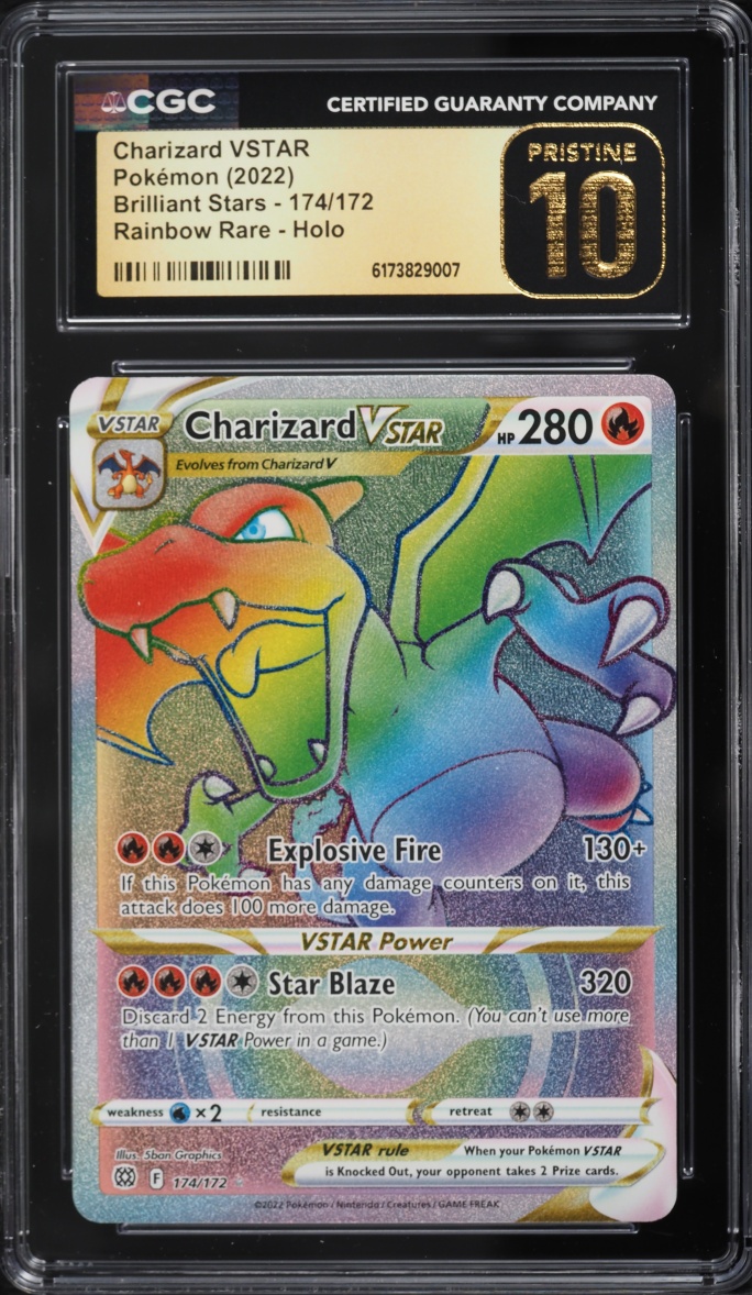 2022 Pokemon Sword & Shield Brilliant Stars Rainbow Rare Charizard VSTAR #174 CGC 10 PRISTINE