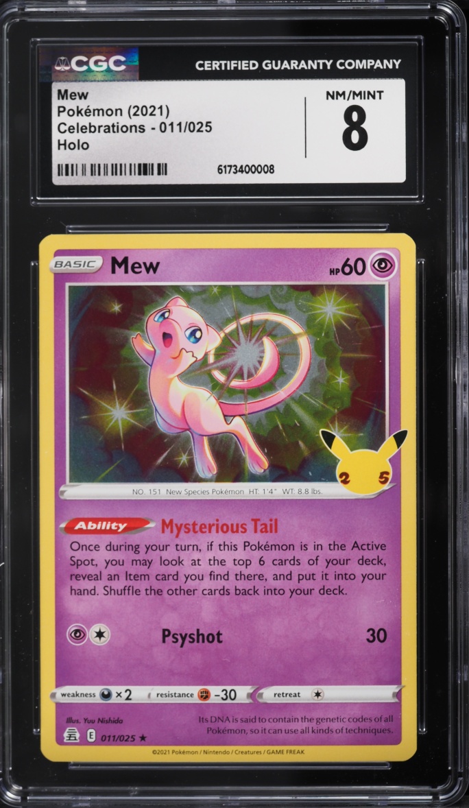 2021 Pokemon Sword & Shield Celebrations Holo Mew #11 CGC 8 NM-MT