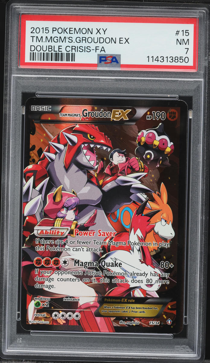 2015 Pokemon XY Double Crisis Full Art Team Magma's Groudon EX #15 PSA 7 NRMT