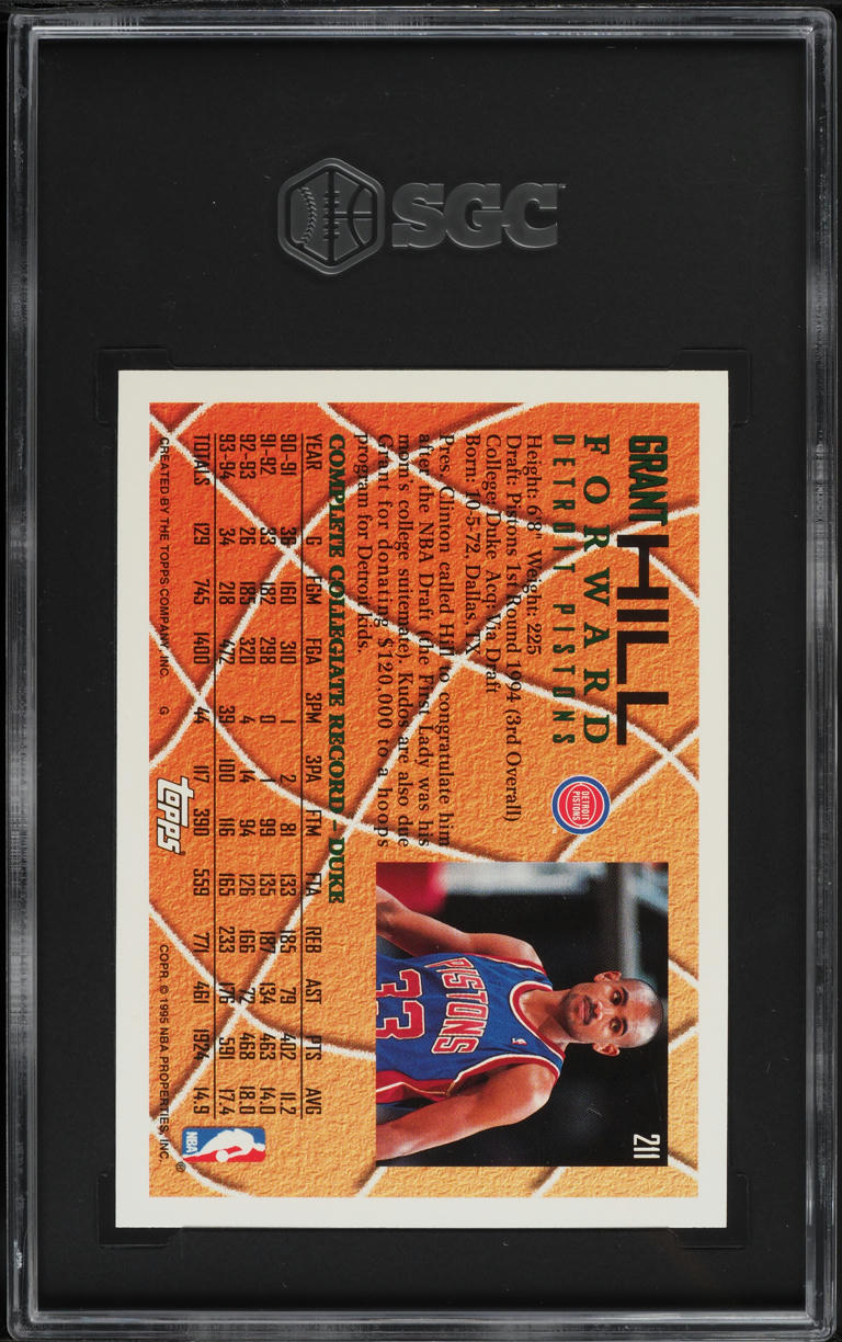 1994 Topps Spectralight Grant Hill ROOKIE #211 SGC 9.5 MINT+