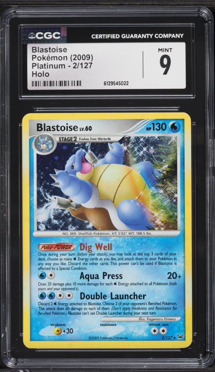 2009 Pokemon Platinum Holo Blastoise #2 CGC 9 MINT