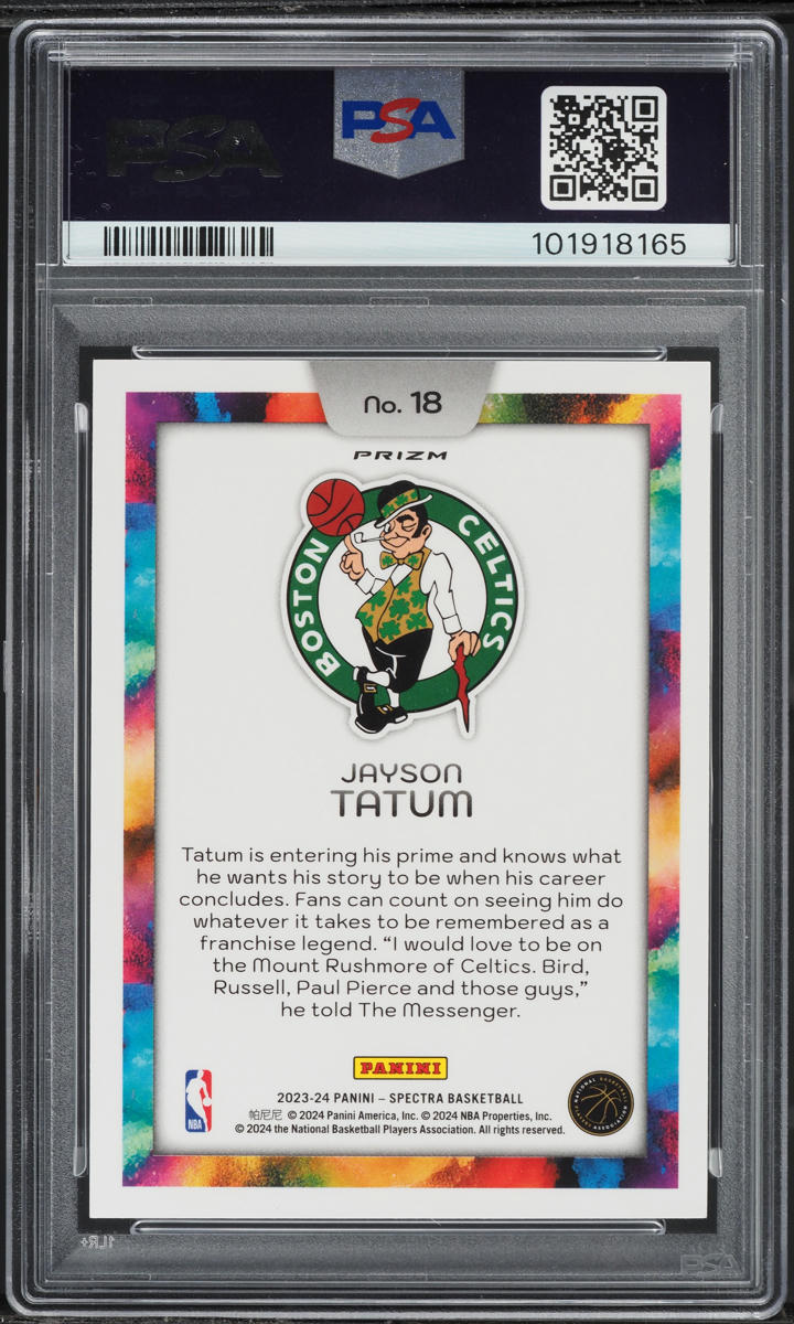 2023 Panini Spectra Color Blast Jayson Tatum #18 PSA 10 GEM MINT