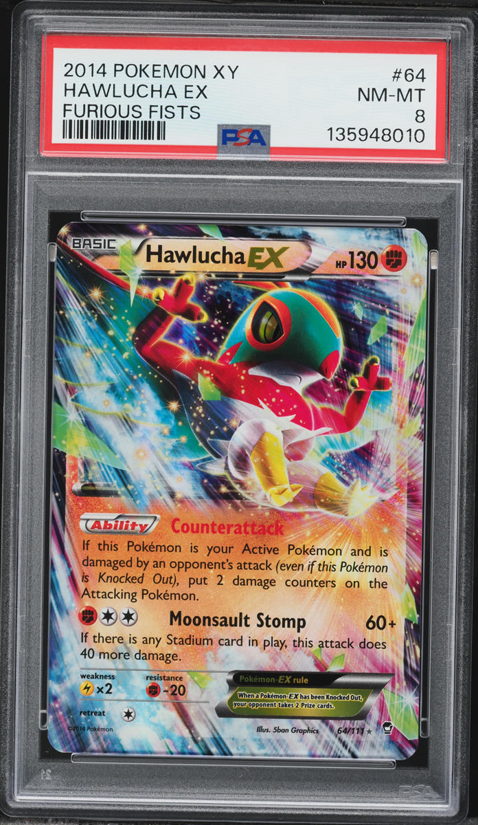 2014 Pokemon XY Furious Fists Holo Hawlucha EX #64 PSA 8 NM-MT