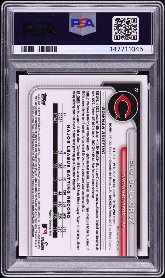 2024 Bowman Chrome Mega Box Elly De La Cruz ROOKIE #22 PSA 10 GEM MINT