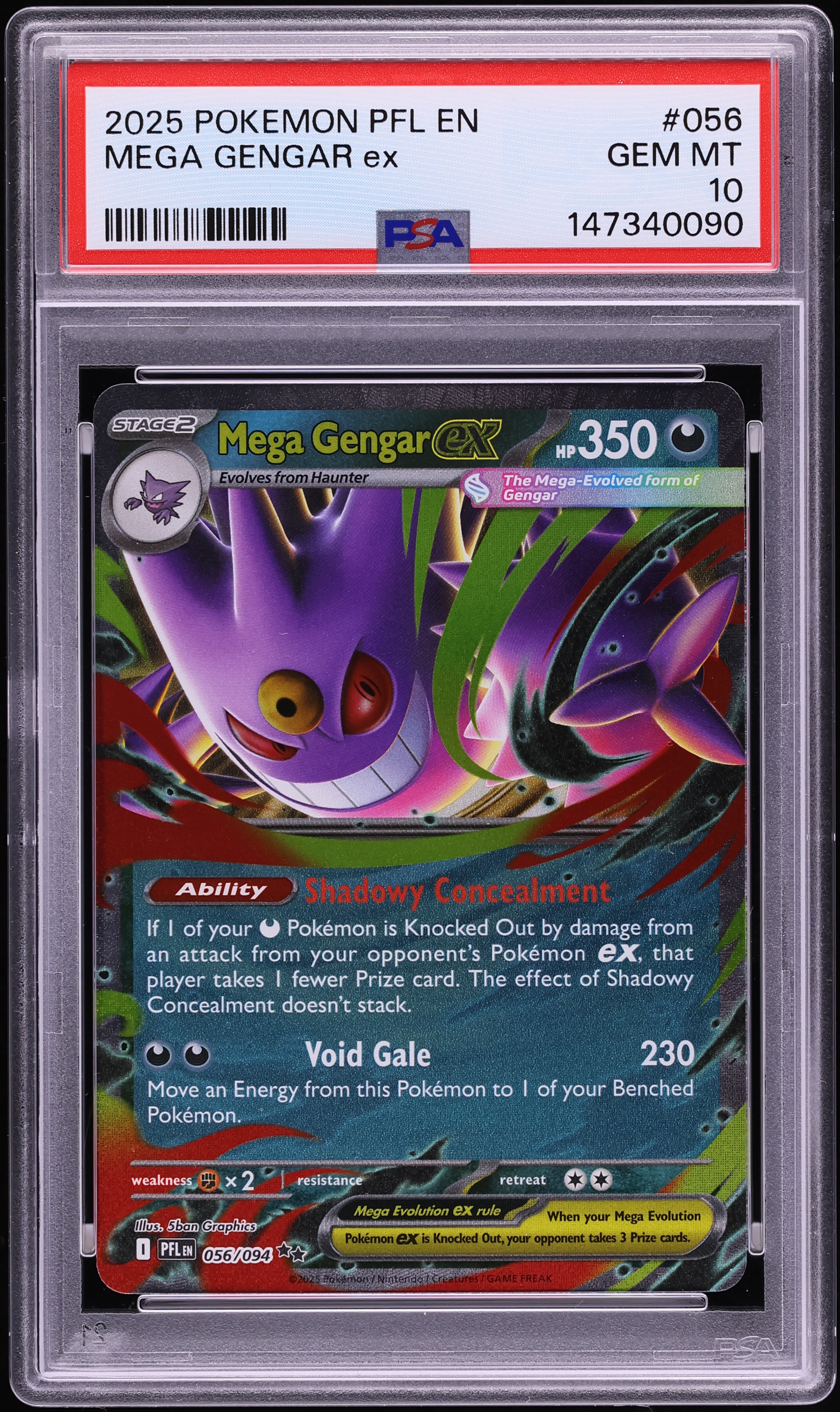 2025 Pokemon Mega Evolution Phantasmal Flames Holo Mega Gengar ex #56 PSA 10 GEM MINT