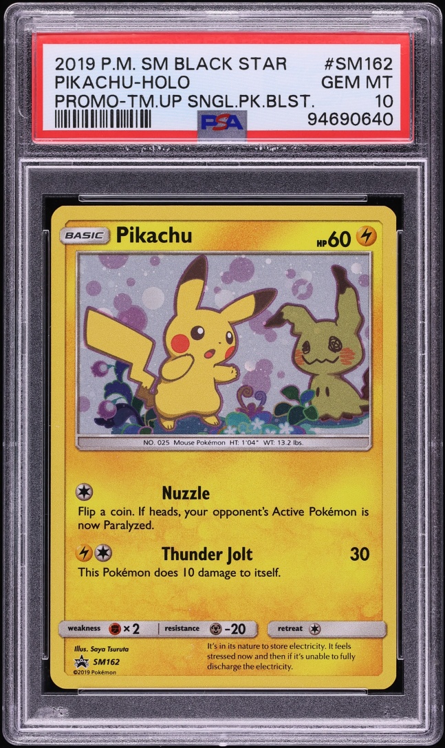 2019 Pokemon Sun & Moon Promo Team Up Holo Pikachu #SM162 PSA 10 GEM MINT