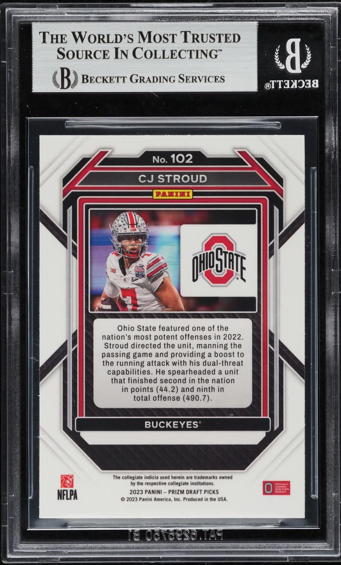 2023 Panini Prizm Draft Picks CJ Stroud ROOKIE #102 BGS 7 NRMT