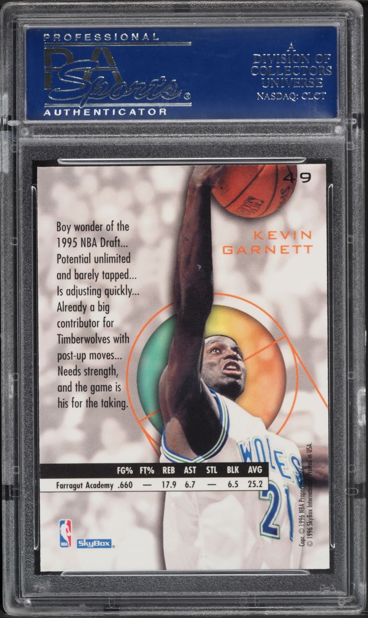 1995 Skybox E-XL Blue Kevin Garnett ROOKIE #49 PSA 10 GEM MINT