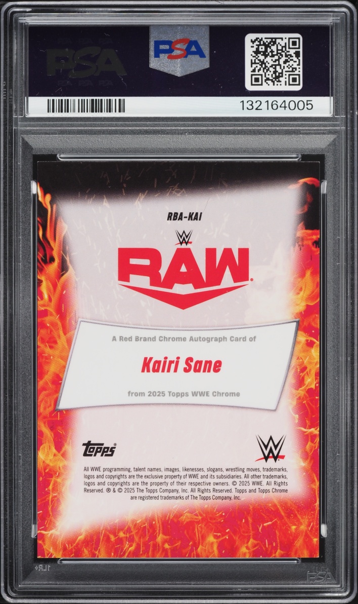 2025 Topps Chrome WWE Red Brand Blue Refractor Kairi Sane AUTO 1/150 #RBA-KAI PSA 9 MINT