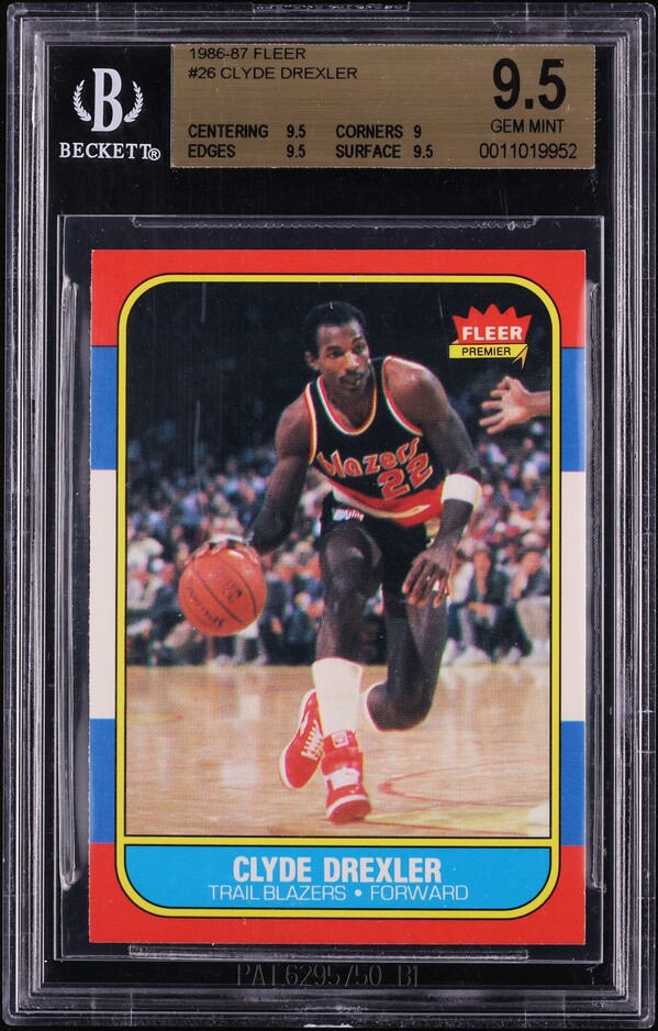 1986 Fleer Basketball Clyde Drexler ROOKIE #26 BGS 9.5 GEM MINT
