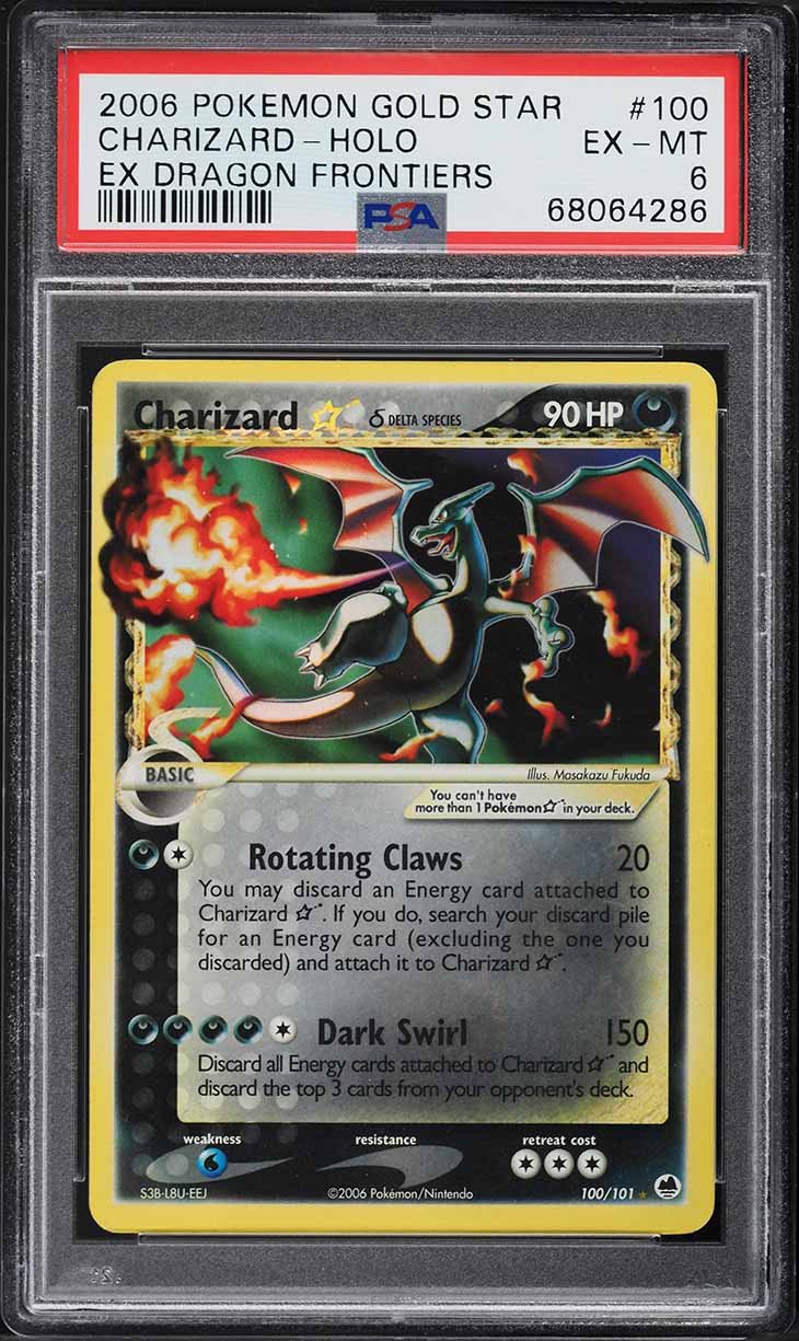 2006 Pokemon EX Dragon Frontiers Holo Charizard Gold Star #100 PSA 6 EXMT