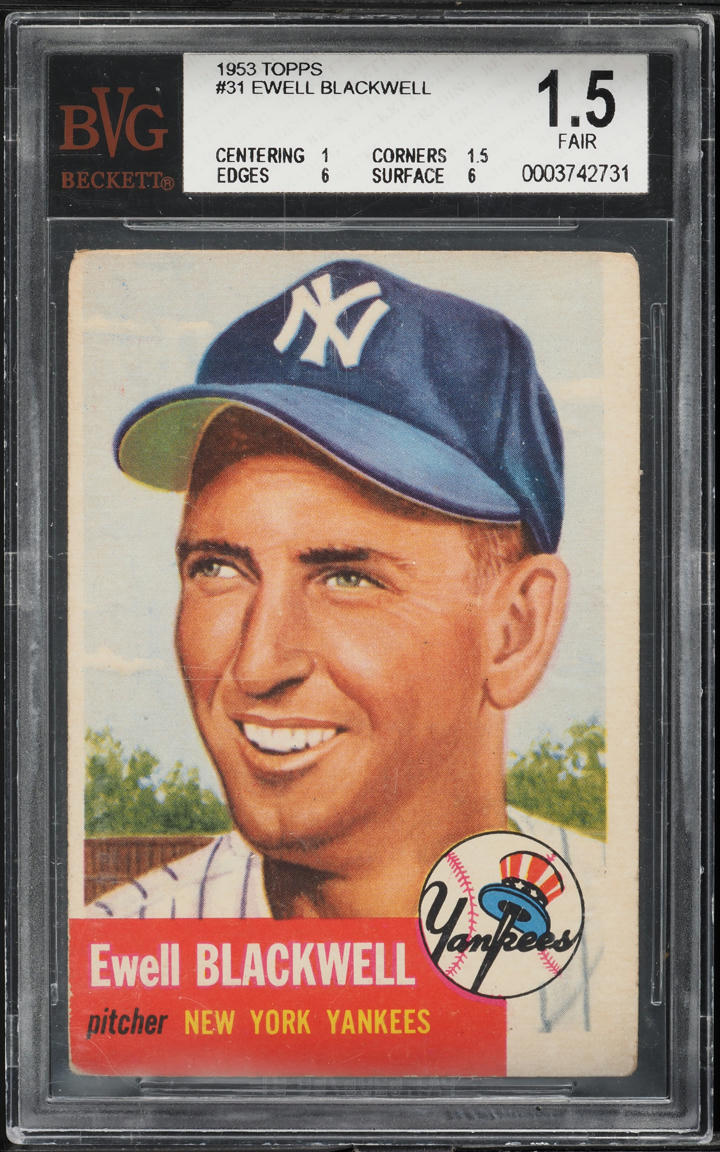 1953 Topps Ewell Blackwell #31 BVG 1.5 FR