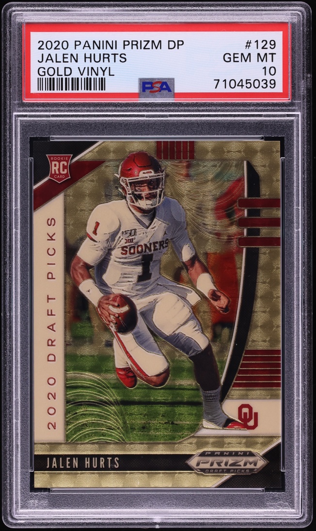 2020 Panini Prizm Draft Picks Gold Vinyl Jalen Hurts ROOKIE /5 #129 PSA 10 GEM MINT