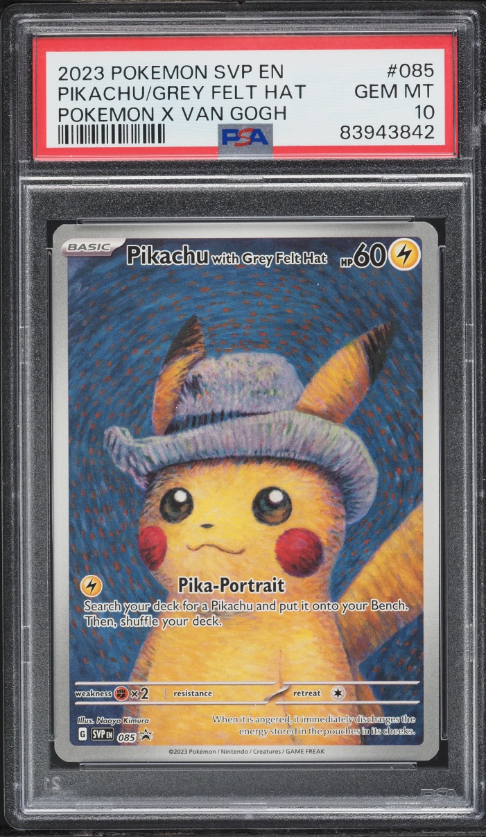2023 Pokemon Scarlet & Violet Promo Van Gogh Alt Art Pikachu With Grey Felt Hat #85 PSA 10 GEM