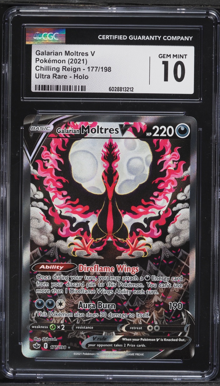 2021 Pokemon Sword & Shield Chilling Reign Alt Art Galarian Moltres V #177 CGC 10 GEM MINT