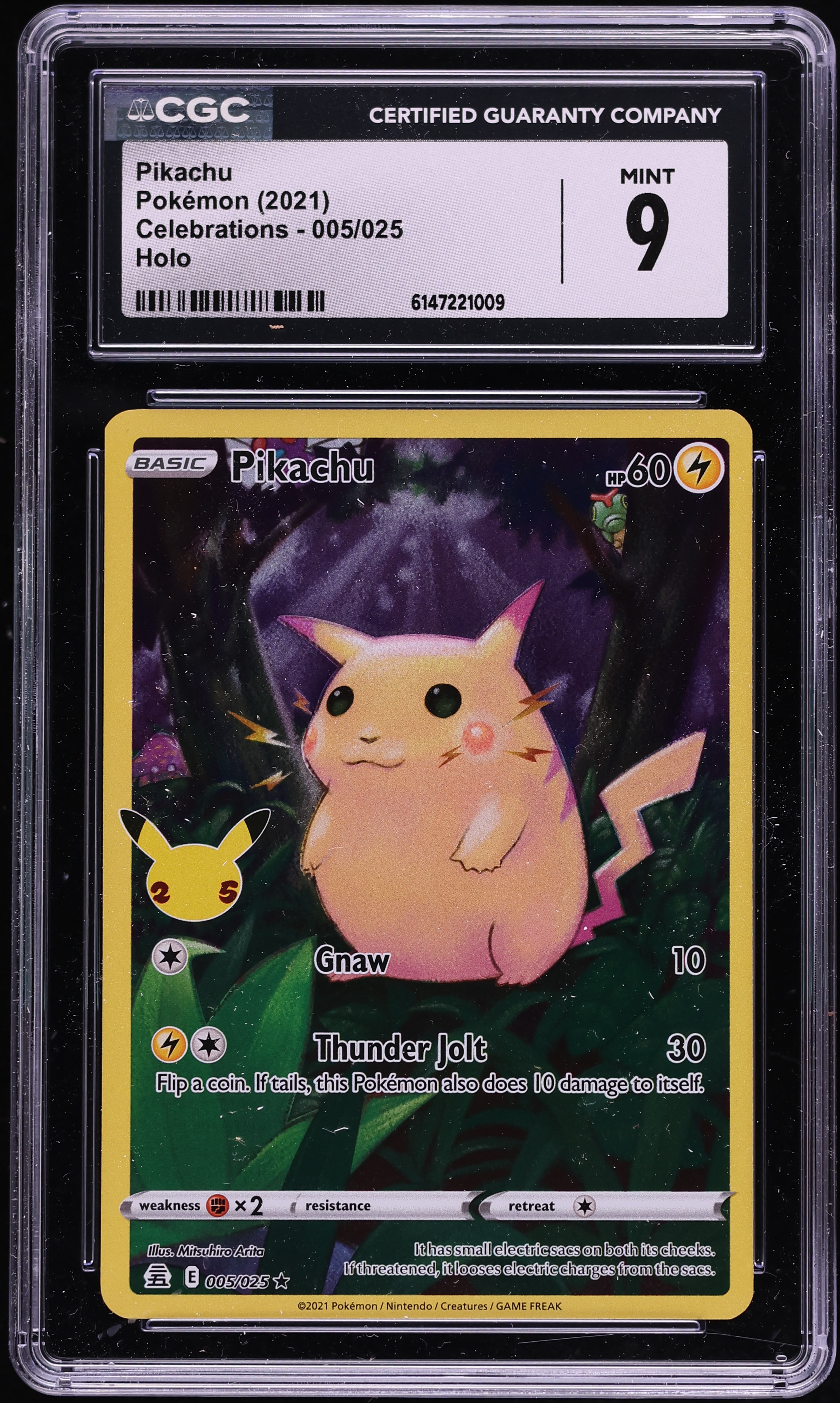 2021 Pokemon Sword & Shield Celebrations Full Art Pikachu #5 CGC 9 MINT
