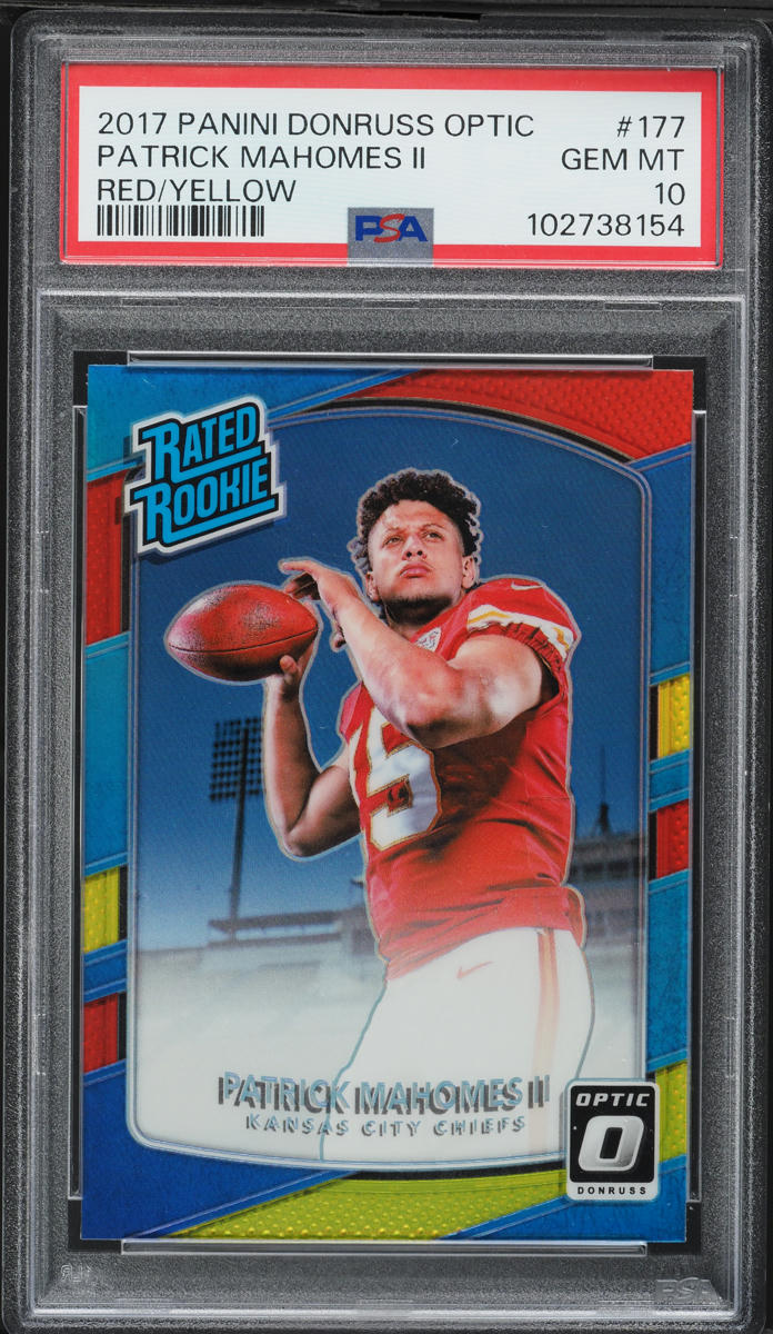 2017 Donruss Optic Red Yellow Patrick Mahomes II ROOKIE #177 PSA 10 GEM ...