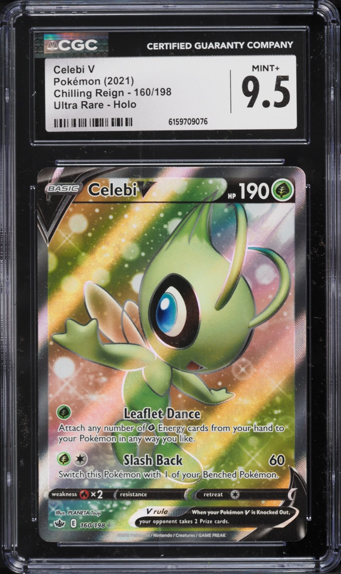 2021 Pokemon Sword & Shield Chilling Reign Full Art Celebi V #160 CGC 9.5 MINT+