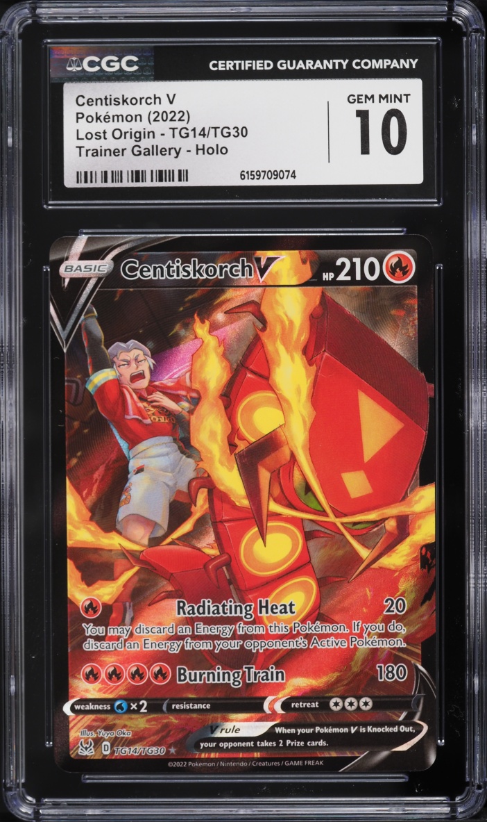 2022 Pokemon Sword & Shield Lost Origin Trainer Gallery CHR Centiskorch V #TG14 CGC 10 GEM MINT