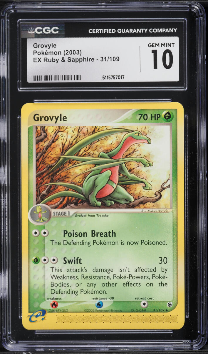 2003 Pokemon EX Ruby & Sapphire Grovyle #31 CGC 10 GEM MINT