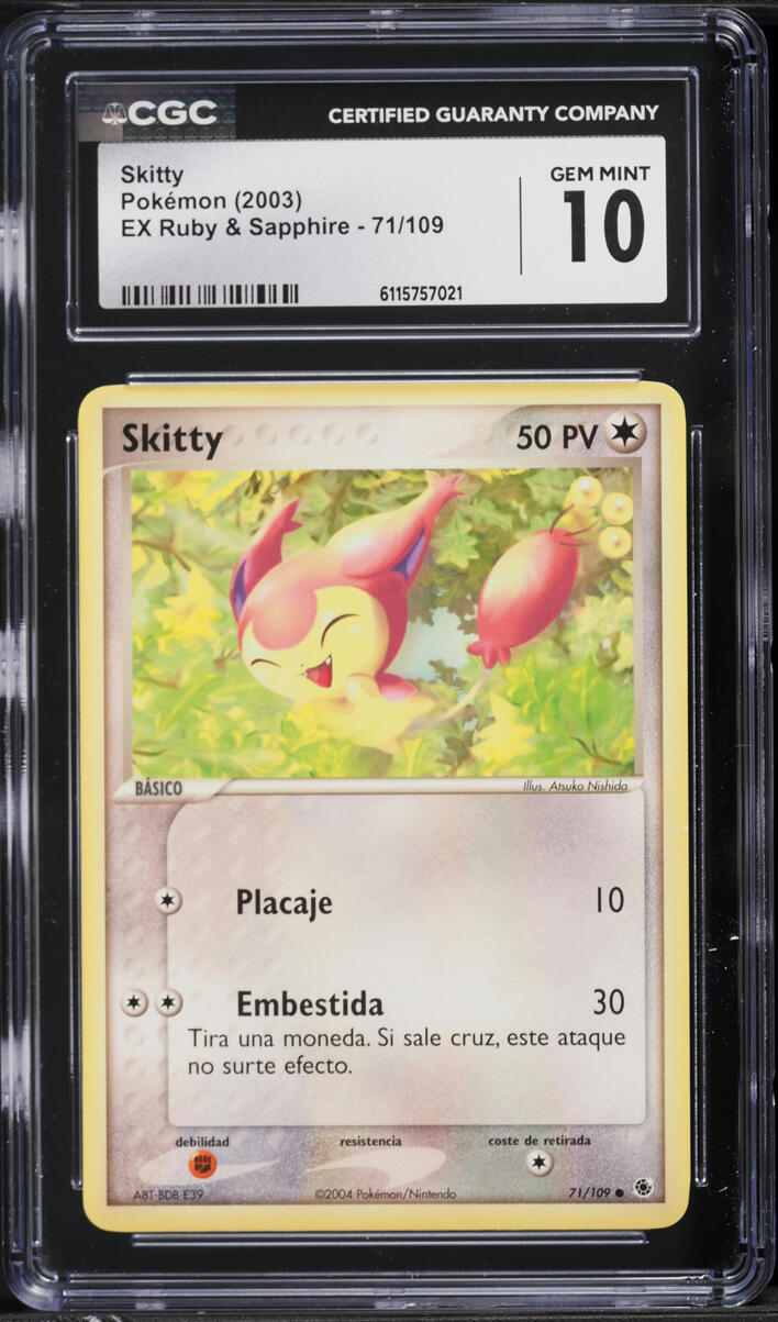 2003 Pokemon EX Ruby & Sapphire Skitty #71 CGC 10 GEM MINT