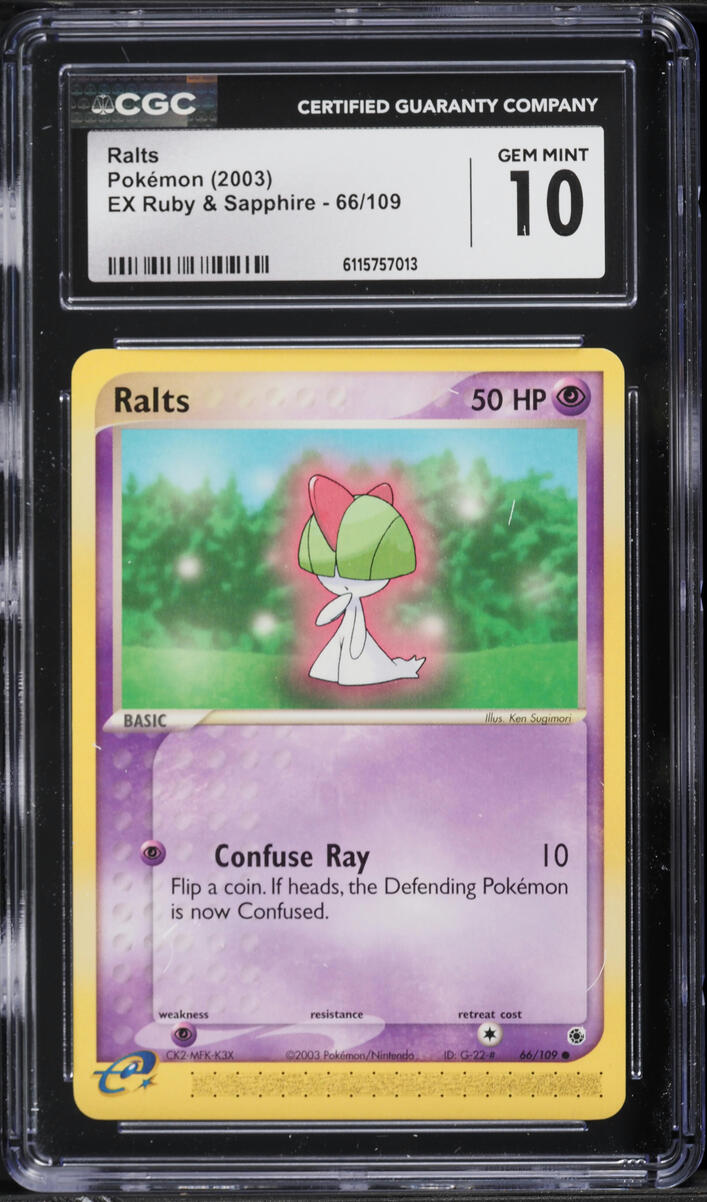 2003 Pokemon EX Ruby & Sapphire Ralts #66 CGC 10 GEM MINT