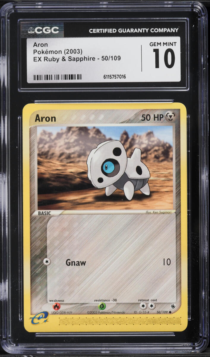 2003 Pokemon EX Ruby & Sapphire Aron #50 CGC 10 GEM MINT